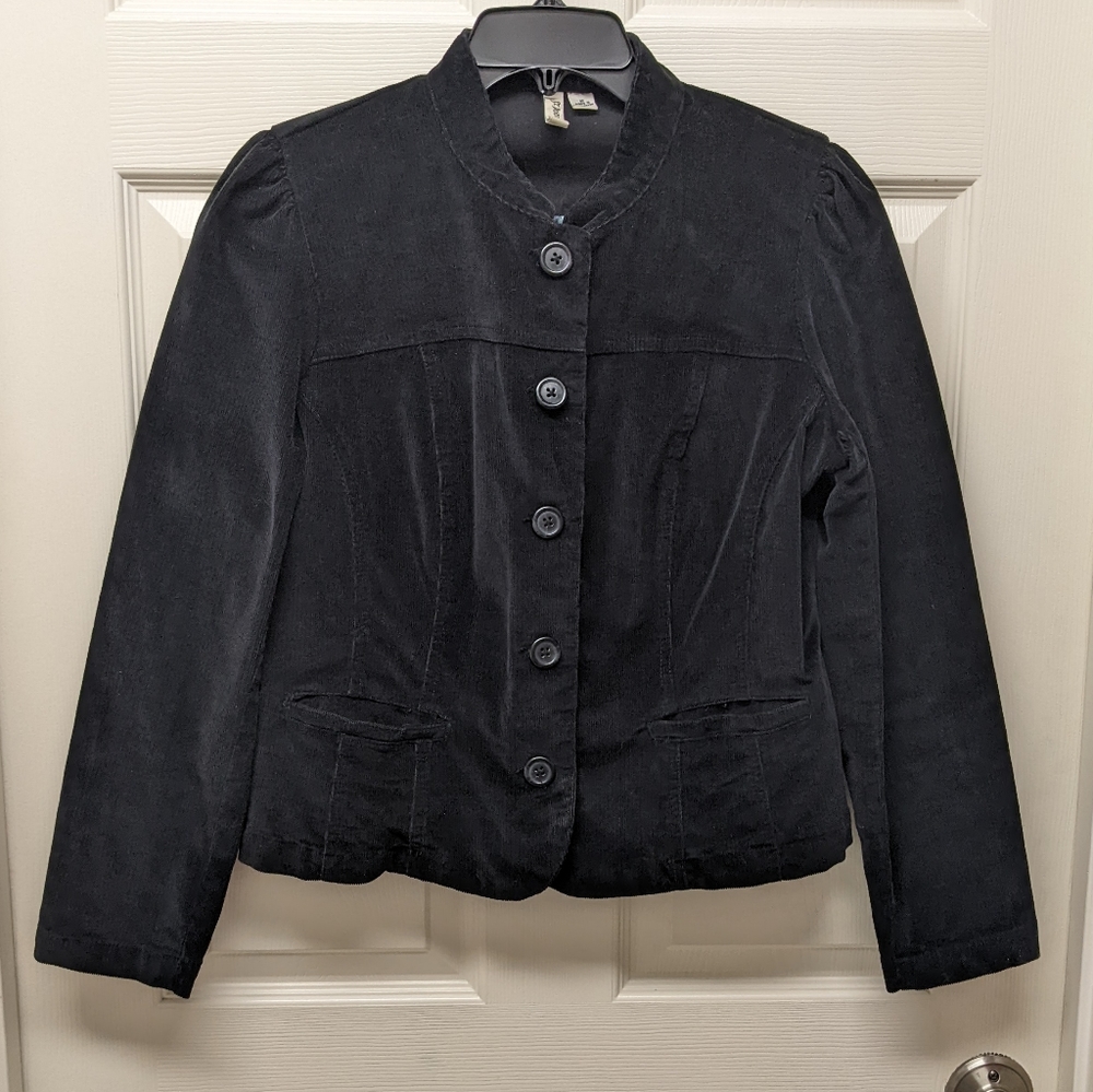 St. John's Bay stretch black corduroy jacket, size medium